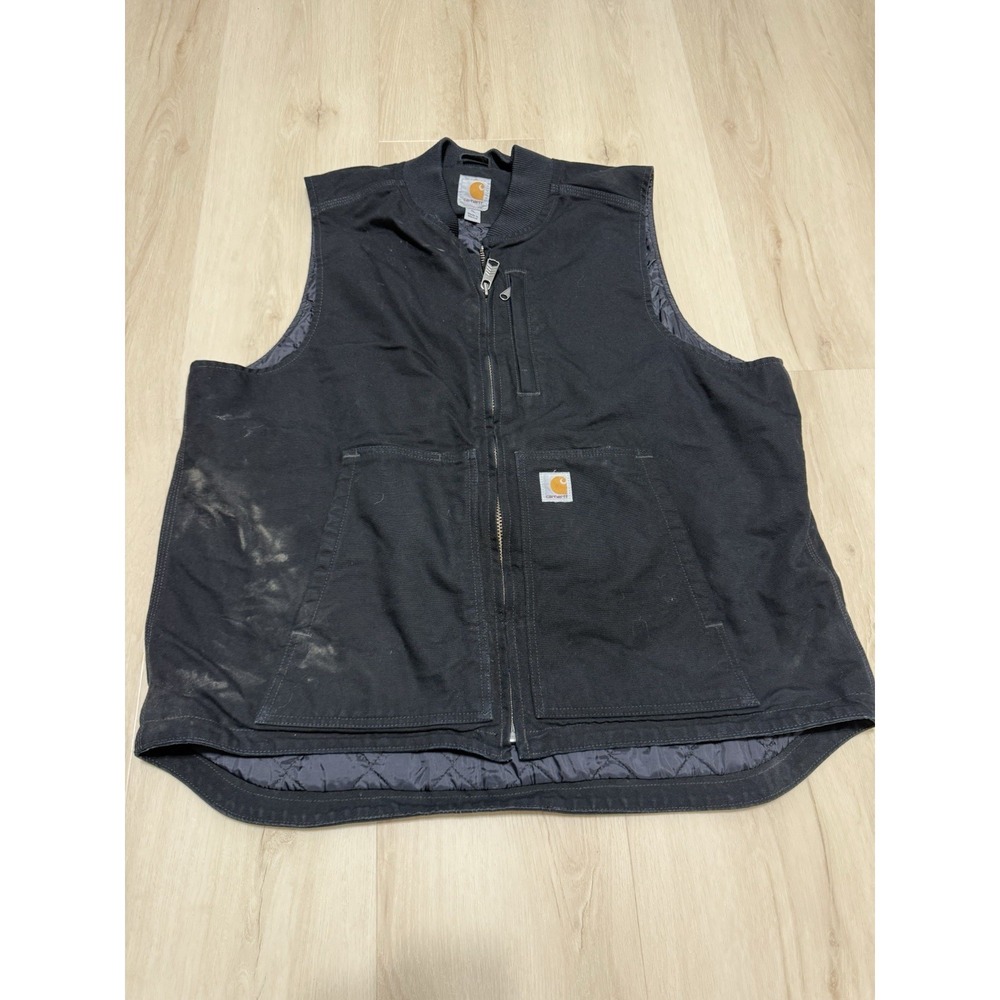 Carhartt Men's XL Regular Loose Fit Quilted Vest 104395 BLK Large-Front Pockets